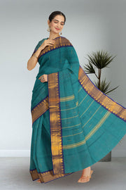 Blue Handloom Chettinad Cotton Saree 10072601