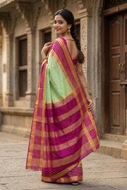 Pista Green Semi Mysore Crepe Silk Saree 10077826
