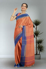 Brown Art Silk Kanjivaram Saree With Checks Design 10076312