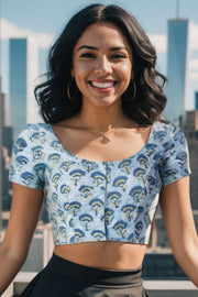 Blue Vanaspathi Printed Cotton Blouse 10074483