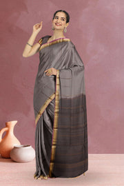 Grey Handloom Pure Zari Kanjivaram Silk Saree 10060046