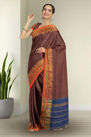Maroon Thousand Buttas Chettinad Cotton Saree 10075969