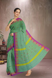 Green Handloom Chettinad Cotton Saree Without Blouse 10075124