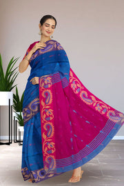 Blue Bengal Handwoven Cotton Saree 10075326