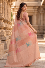 Pastel Pink Kanjivaram Pure Silk Saree with Silver Zari 10077905