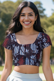 Brown Jahota Printed Cotton Blouse 10074488