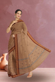 Beige Handloom Chettinad Cotton Saree Without Blouse 10075200