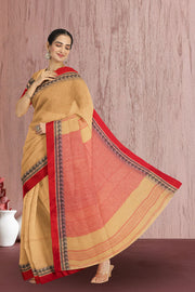 Beige Shantipur Tant Bengal Cotton Saree 10074970