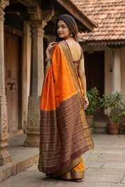 Orange Semi Mysore Crepe Silk Saree 10077805