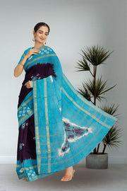 Purple Handcrafted Sungudi Cotton Saree 10074928