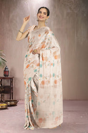 Cream Handloom Printed Chanderi Saree 10071041