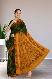 Green Handcrafted Sungudi Cotton Saree 10074927