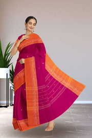 Pink Handloom Chettinad Cotton Saree Without Blouse 10075169