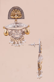 Oxidised Earring With Peacock Motif