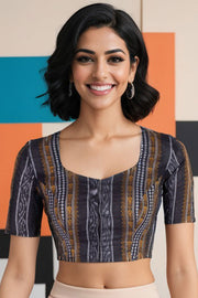 Black Odisha Ikat Cotton Blouse 10075036