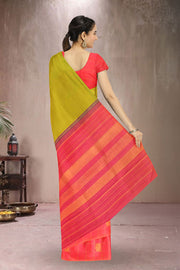 Lime Green Pure Zari Kanjivaram Silk Saree 10065054