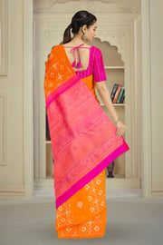 Pumpkin Orange Pure Zari Kanjivaram Rajkot Patola Silk Saree 10062479