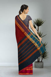 Maroon Handloom Chettinad Cotton Saree 10075919