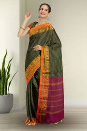 Green Thousand Buttas Chettinad Cotton Saree 10075967