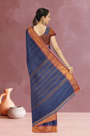 Blue Handloom Chettinad Cotton Saree 10075872