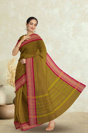 Green Handloom Chettinad Cotton Saree Without Blouse 10075173