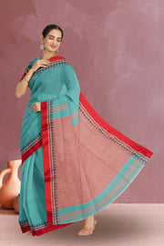 Blue Shantipur Tant Bengal Cotton Saree 10074966