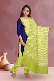 Green Bandhani Mirror Work 3 Piece Salwar Suit Material 10075475