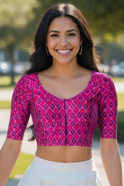 Purple Pochampally Ikat Silk Cotton Blouse 10074518