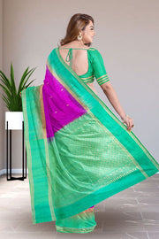 Fuschia Purple Handloom Kanjivaram Soft Silk Saree 10075703