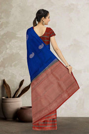 MS Blue Handloom Kanjivaram Soft Silk Saree 10065009
