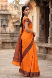 Orange Kanchi Cotton Saree 10069236