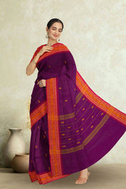 Purple Handloom Chettinad Cotton Saree 10072688