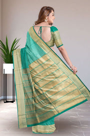  Myrtle Green Monotone Kanjivaram Silk Saree 10075618