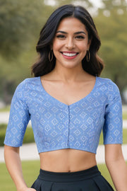 Blue Banarasi Cotton Blouse 10072248