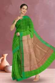 Green Chanderi Silk Cotton Saree 10075380