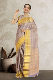 Grey Dual Tone Pure Zari Bridal Kanjivaram Silk Saree 10063063