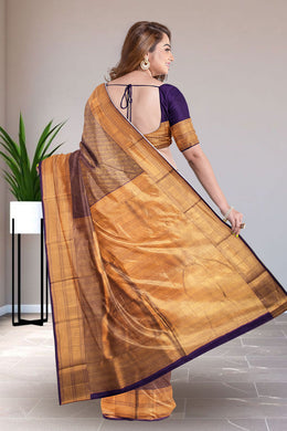 English Violet Monotone Kanjivaram Silk Saree 10075622