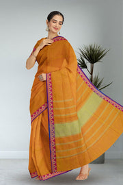 Orange Handwoven Kanchi Cotton Saree 10069306