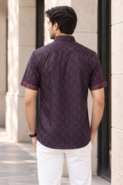 Indigo Handblock Print Pre-Washed Pure Cotton Crop Shirt 10074628