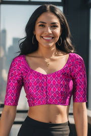 Purple Pochampally Ikat Silk Cotton Blouse 10074517