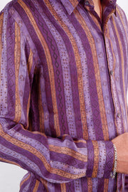 Purple Full Sleeve Vanaspathi Print Modal Silk Mens Shirt 10074061
