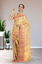 Purple Pure Tissue Silk Bridal Korvai Kanjivaram Saree 10068036
