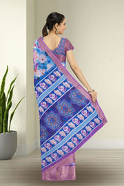 Pacific Blue Fancy Printed Linen Saree 10070282