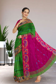 Green Bengal Handwoven Cotton Saree 10075327