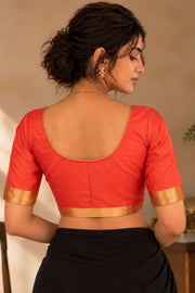 Sunburst Orange Kanjivaram Silk Blouse 10076644