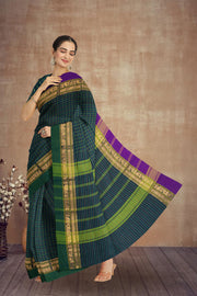 Green Handloom Chettinad Cotton Saree Without Blouse 10075063