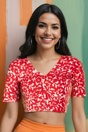 Red Batik Rayon Blouse 10075024