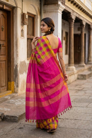 Multicolor Checks kanchi Silk Cotton Saree 10077965