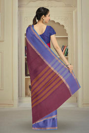 Purple Handloom Chettinad Cotton Saree 10075822