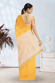 Yellow Handloom Printed Chanderi Saree 10071056